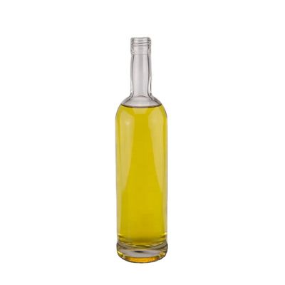 wholesale 750ml super flint empty cylinder round wine and liquor glass bottle with screw cap lid 