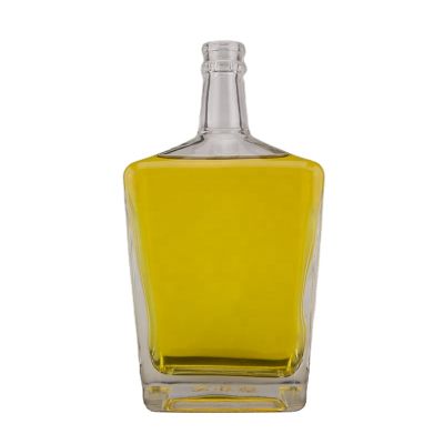 wholesale 750ml squared decal super flint empty rum gin whiskey vodka glass bottle with screw cap lid 