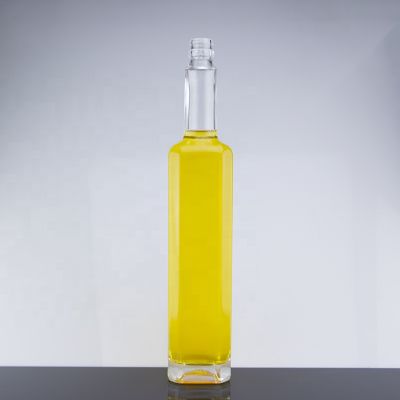 Wholesale Quality Custom 750ml Square Shape Long Neck Design Brandy Glass Bottles With Lids 