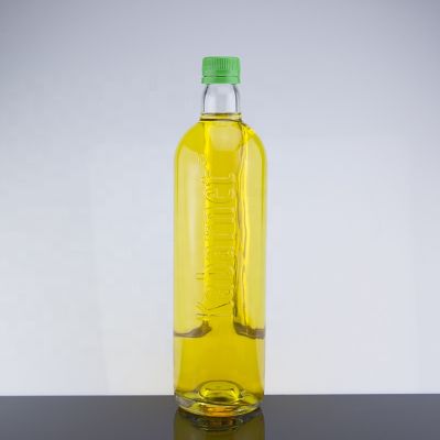Factory Food Grade Embossed Logo 750ml Glass Olive Oil Bottle With Screw Cap Sealed 