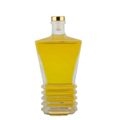 Customized Embossing Irregular Shape Super Flint Glass Bottle 700 Ml Rum Customized Gradient Bottle 