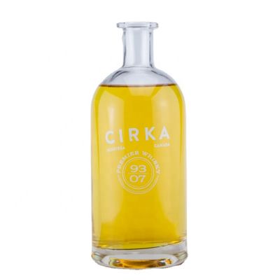 Decal Design 750ml Cork Sealed Round Shape Transparent Glass Bottle For Whisky 