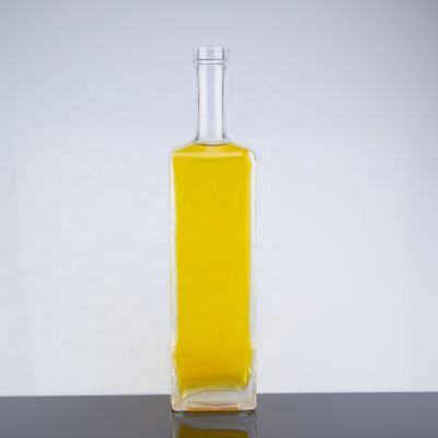 Factory Sell Square Shape Long Neck Vodka 750ml Glass Bottles Top Quality For Corks 