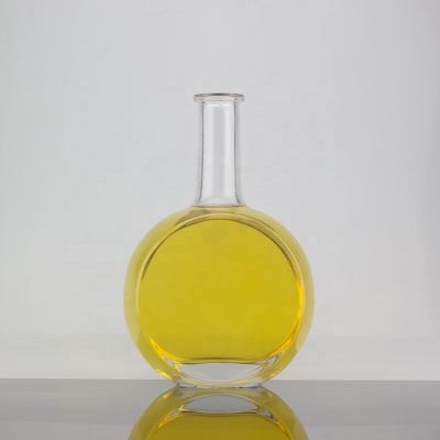 Round Shape Brandy Glass Bottle Long Neck Customized Elegant Design Bottle For Corks 