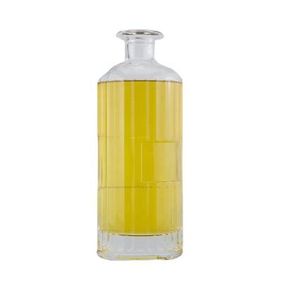 Factory Manufacturer Supplying Customized Embossing Design 750ml Short Neck Vodka Whiskey Brandy Glass Bottle With Corks 