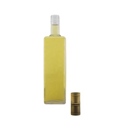 Thin Bottom Square Flat Shape Super Flint Glass 500 Ml Tequila Engraving Bottle With Long Screw Cap 