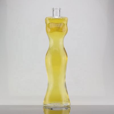 Custom Unique Design Women Body Shape Spirits Liquor Glass Bottle 750ml For Corks 