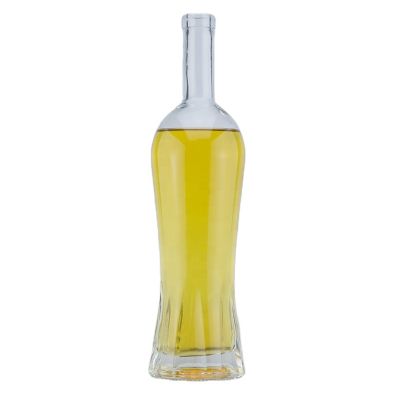 Engraving Heel Glass Bottle 500 Ml With Super Flint Glass Whiskey Cork Bottle With Matte 