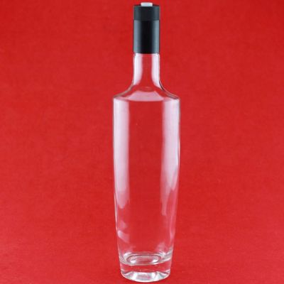 Top Trend Super Clear 750ml Clear Glass Bottle For Liquor Long Neck Empty Glass Bottles Black Shrink Cap 