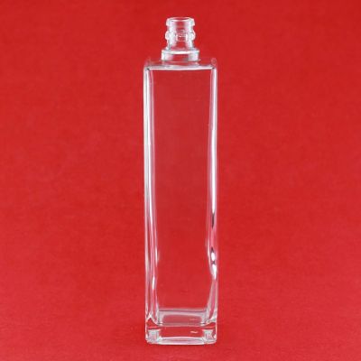 Tall And Thin Square Vodka Glass Bottle Tequila Bottle Customized Glass Wine Bottle Plastic Tamper Proof Cap 