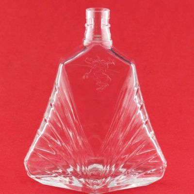 Flat Custom Clear 700ML Wine Standard Bottle Flat Shape Brandy Glass Bottle
