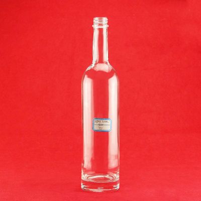 Free Design Service Liquor Clear Bottle Transparent Vodka Empty Bottle Gin Glass Bottle With Screw Cap 