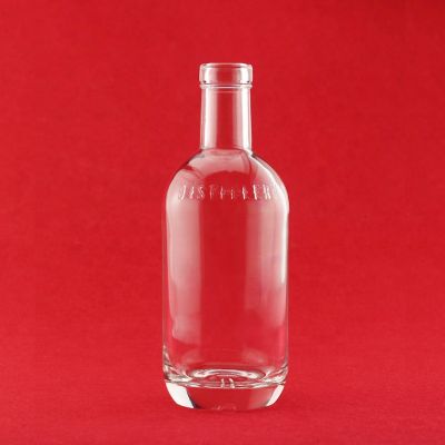 Top Trend Custom Embossed Logo Glass Bottle Clear Spirit Glass Bottle For Liquor Cork Manufacturer 