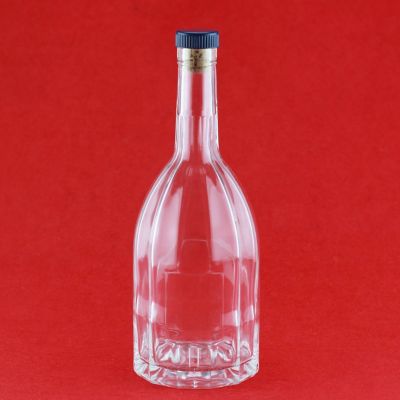 Fashion Design 500ml 750ml Flint Empty Rum Round Glass Bottle With Nature Wood Cork Manufacturer 