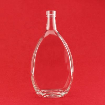 Customized Unique Shape 750 ml 700ml Wholesale Liquor Spirits Rum Vodka Whiskey Tequila Gin Clear Glass Bottle With Cork Tops 