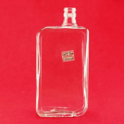 Quality Custom Rectangle Shape Flint Glass Bottle 750ml Short Neck Transparent Vodka Glass Bottle 