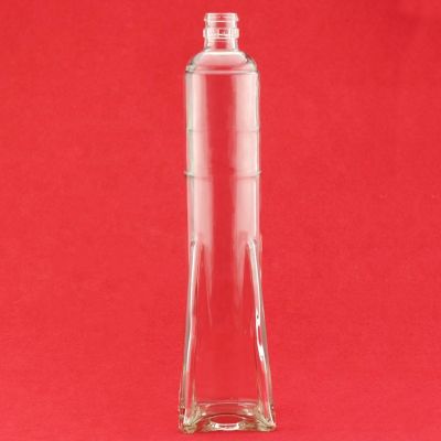 Tall And Thin Square Bottom Glass Bottle High White Vodka Glass Liquor Bottle 500ml 