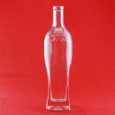 Custom Made Super Flint 750ML Rum glass bottle whisky vodek bottle Round glass bottle with cork 
