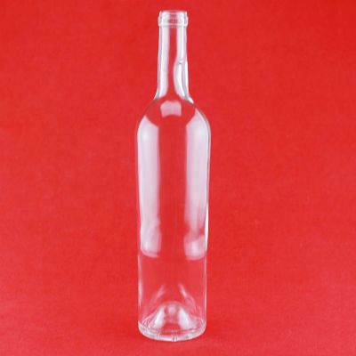 Wholesale Flawless Smooth Exquisite Embossed Round Shape Glass Bottle 750ml Whisky Glass Bottle With Cork Caps 
