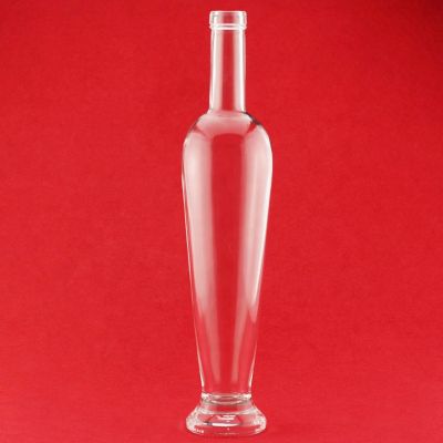Fashion Design Unique Shape Narrow Bottom Whisky Glass Bottle With Cork 