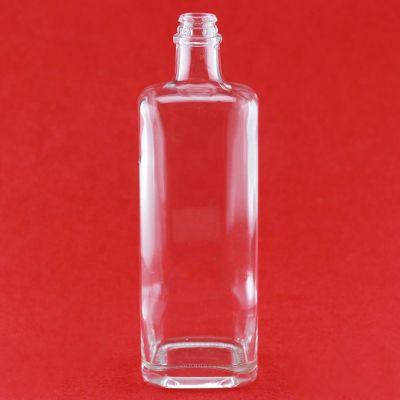 Short Neck 750ml Glass Bourbon Whiskey Bottle Hign End Square Glass Rum Bottle Plastic Tamper Proof Cap 