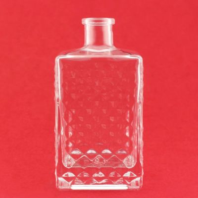 750ml Rectangular Glass Bottle 550ml Flint Glass Empty Rum Square 