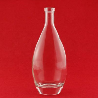 Custom Made Oval Shape Glass Bottle Vodka Bottle Glass Unique 750ml Empty Glass Liquor Bottle With Cork 