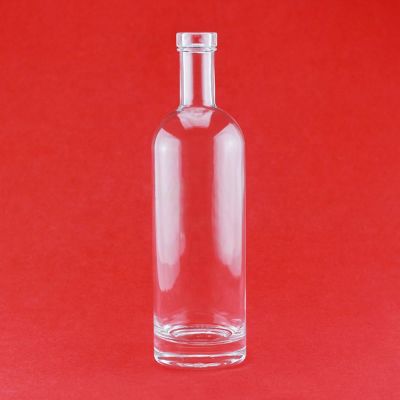 Wholesale 0.75L Thick Bottom Empty Round Shape Whiskey Glass Bottle With Cork Stoppers 