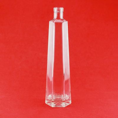 Top Quality Glass Liquor Bottle For Whiskey Hexagon Empty Decal Whisky Glass Bottle With Cork 