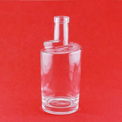 Trade Assurance 750ml Round Shape Super Flint Embossing Design Whiskey Vodka Glass Bottle 