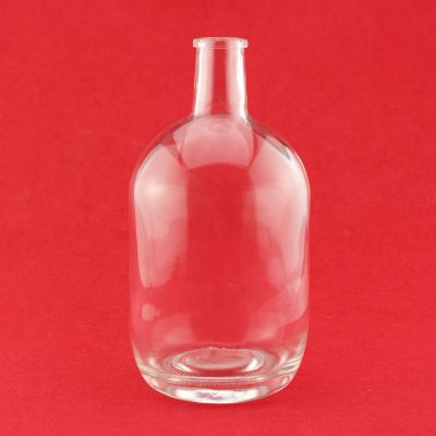 Wholesale Manufacturers Thickness Bottom Glass Bottle Short Thick Simple Mouth Gin Glass Bottle With Cork 