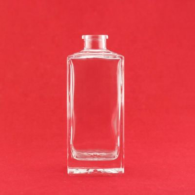 Top Quality Small Square Alcohol Bottle Super Flint Glass Whiskey Rum Bottle With Wood Cork 