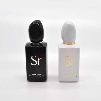 custom logo 60ml manufacturers black and white two-color empty perfume glass spray bottle 