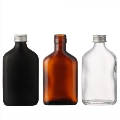 100ml 200ml 250ml 350ml Flat flask shape with aluminum cap for ice cold brew coffee glass bottle 