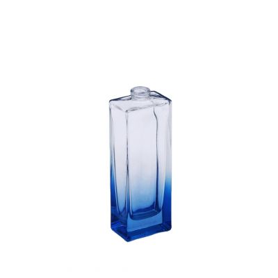 blue bottom rectangle luxury cosmetic clear glass 50ml perfume bottle wholesale 