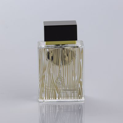 golden hot stamping print refillable glass bottle perfume 100ml 