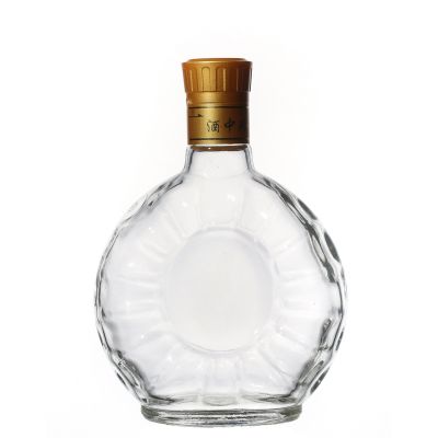 Wholesale High Quality Flint Flat Wine Liquor Glass Bottle with Screw Cap 