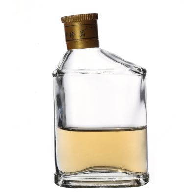 Square Shape Clear Small Plastic Cap Wine Customize Flint Glass Bottle Factory