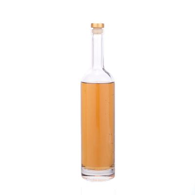 750ml high quality clear cylinder glass Whisky bottle with cork 