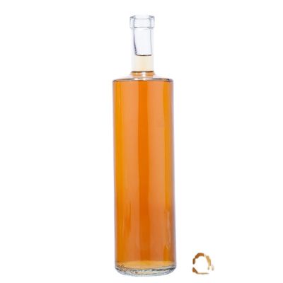 1000ml Round liquor bottle, clear (flint) glass spirits bottle 