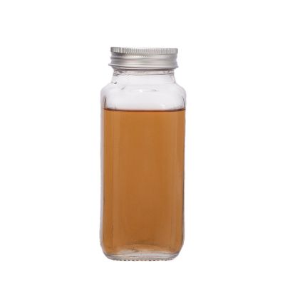 8oz french square juice glass bottle 