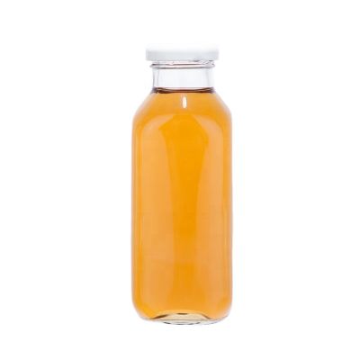 wholesale 300ml square glass beverage bottle with metal lids 