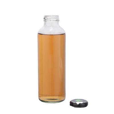 16oz Cylinder Glass Bottle For Juice Beverage With tinplate Screw Lid 