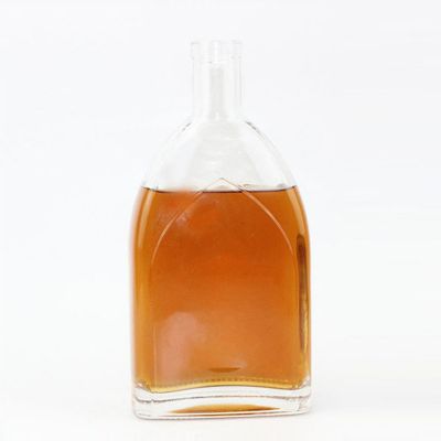 High quality flat shape glass bottles Liquor Glass Bottle support customized 