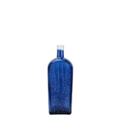 Hot selling blue bottle 1750ml vodka whisky glass liquor bottle 
