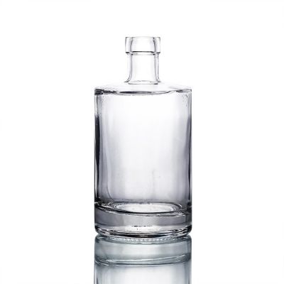 Transparent 500ml vodka rum cork cylindrical glass bottle 