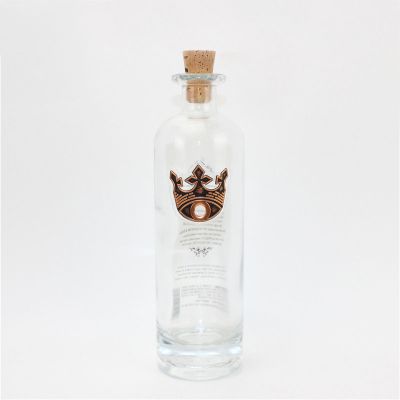 Silk print customized glass bottle for whisky vodka with corks 