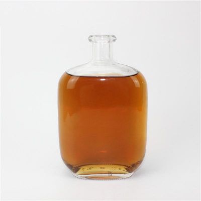 Hot selling oblate clear liquor glass bottle support deep processing