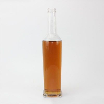 Thin and tall clear 450ml liquor glass bottle support custom