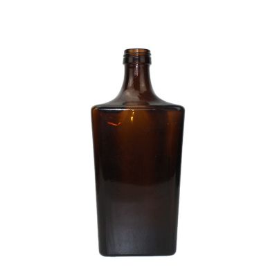 Amber oblong super flint glass 700ml liquor glass bottle 